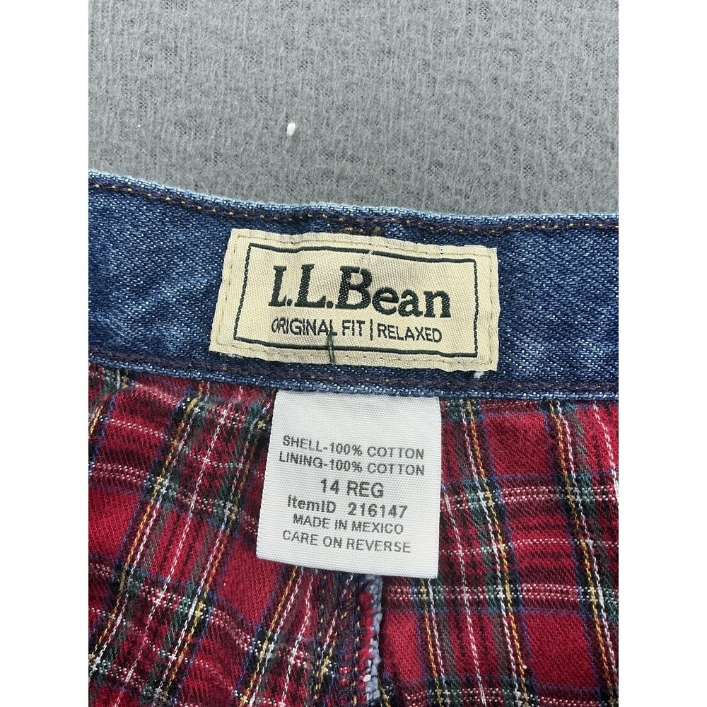 L.L.Bean Jeans Womens 14 REG Blue High Rise Flannel Lined Relaxed Straight Denim - Picture 8 of 11
